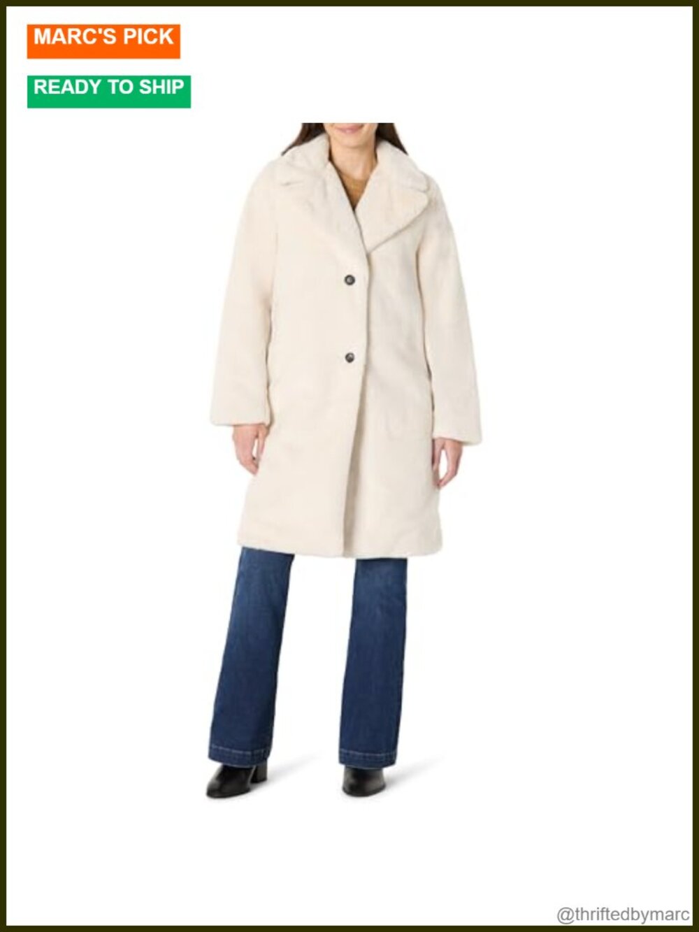 Women's Relaxed Fit Long Faux Fur Coat with Lapel Collar